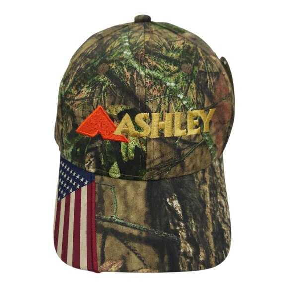 Mossy Oak Ashley Camo Strapback Cap Hat Trucker Baseball Hunter Logo Flag NWT - Picture 14 of 14